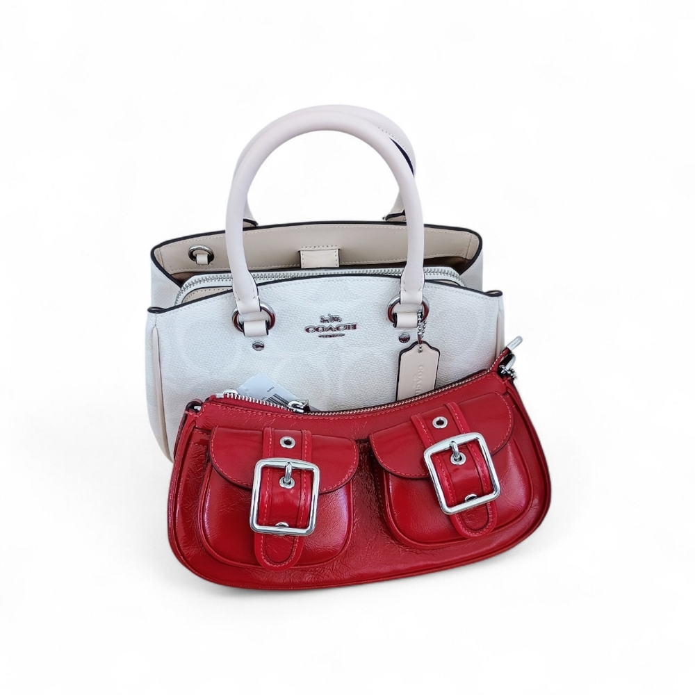 NWT! Coach Red and White Satchel Set